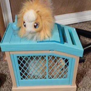 Small Pet Carrier with Plush Toy - Blue and Tan